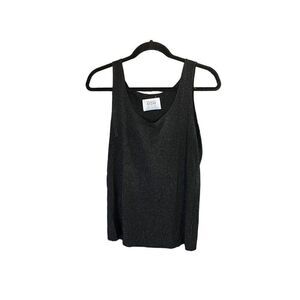 Brand bazaar women’s black, metallic sparkle stretch, Sleeveless tank top size L